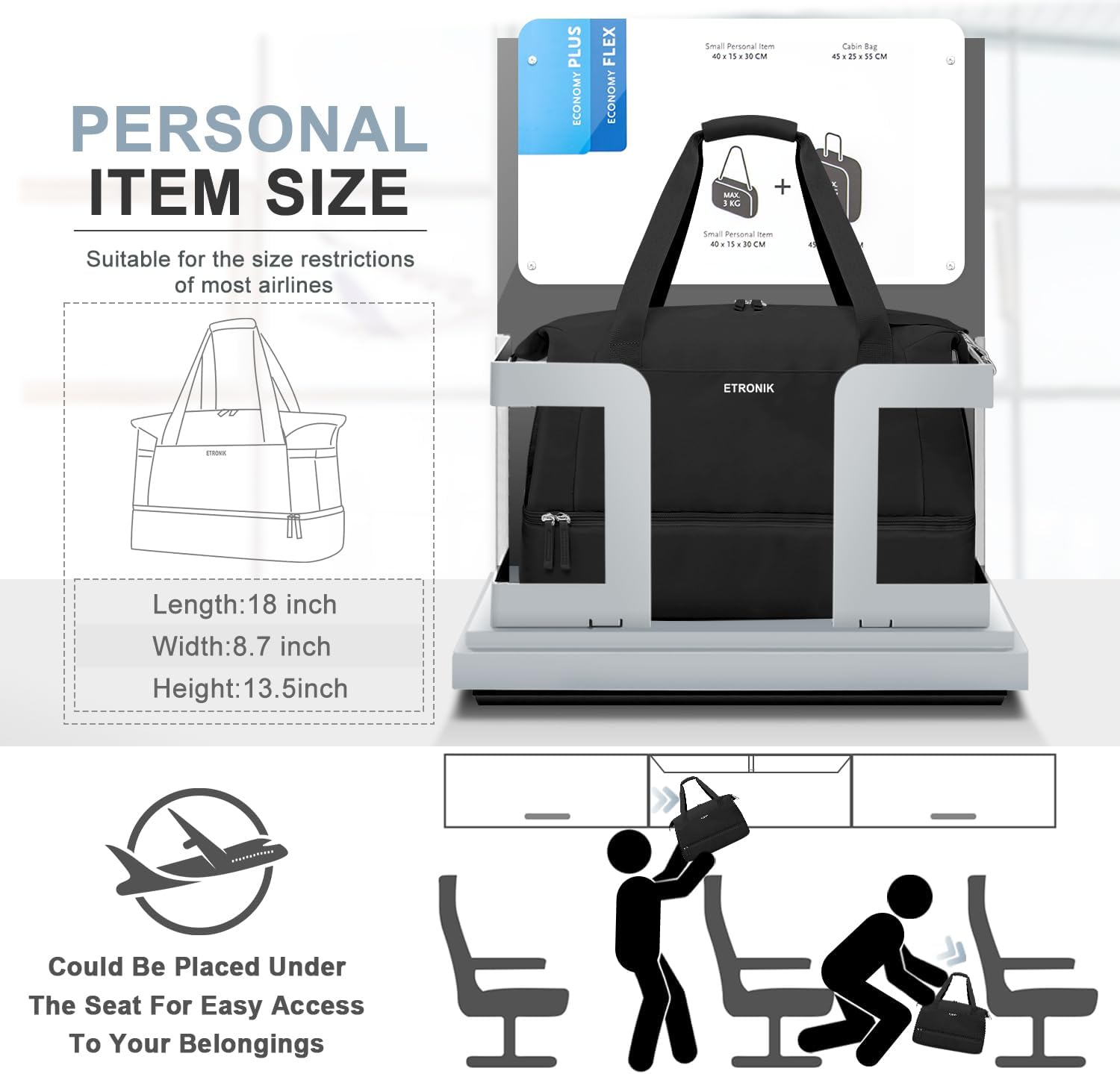 Gym Bag for Women, Sports Travel Duffel Bag with USB Charging Port