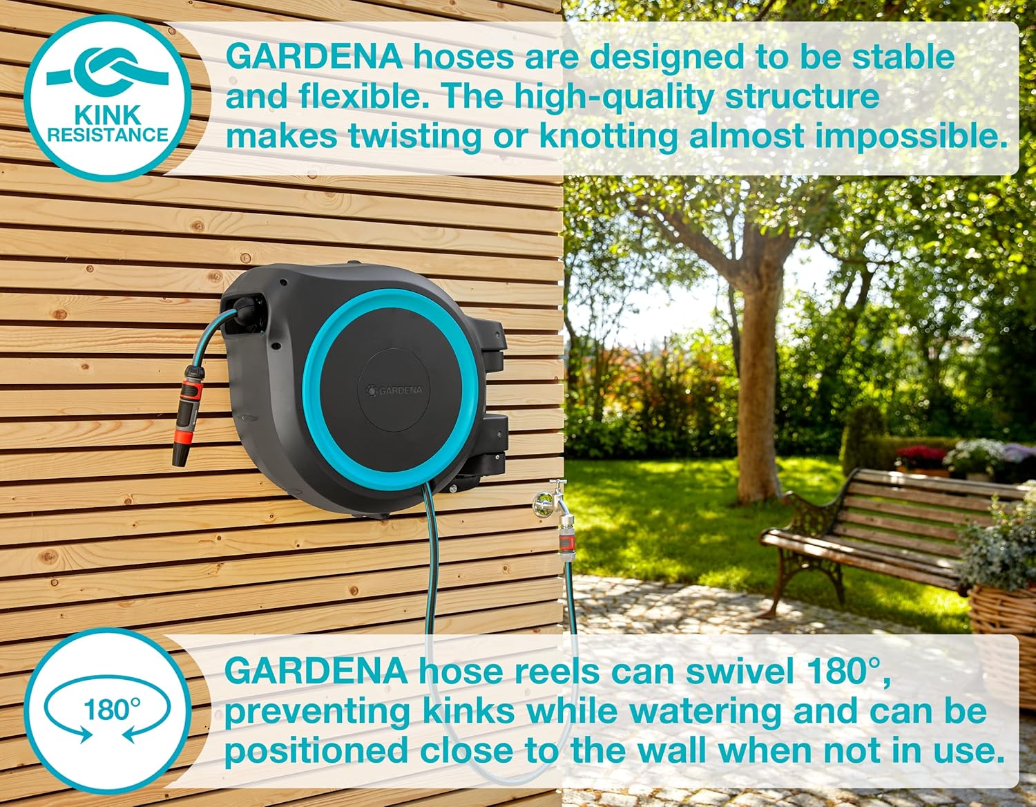 Gardena Wall-Mounted Auto-Retractable Hose Reel